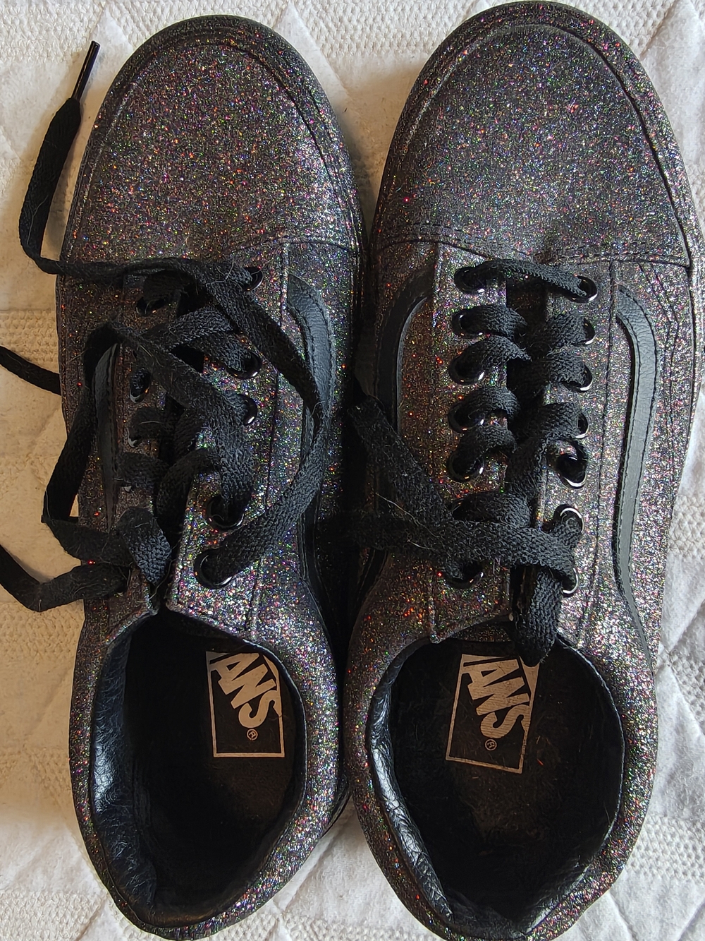 Vans Old Skool Black Rainbow Glitter Sneakers - Women’s 9 / Men’s 7.5